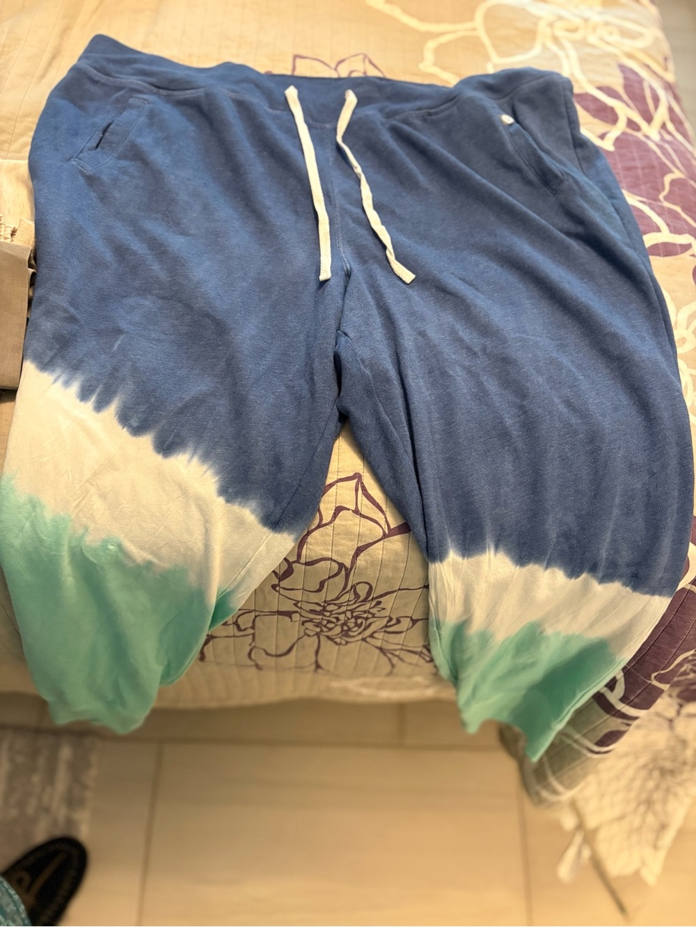 Livi Active Blue and Teal Tie-Dye Drawstring Joggers
